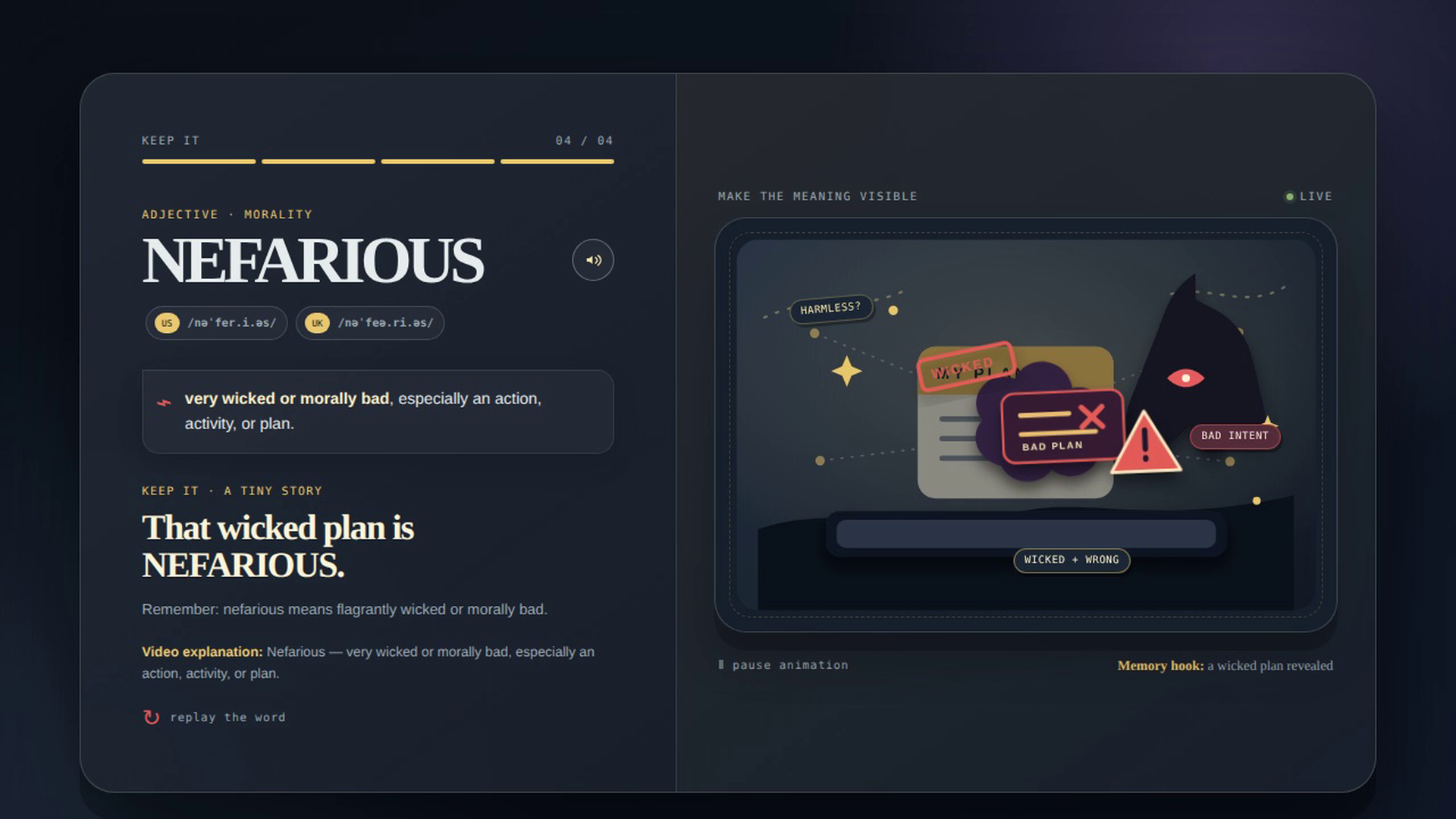 NEFARIOUS — Visual Word Explainer